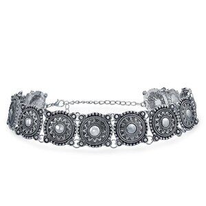 Native American Southwestern Style Concho Choker Silver Tone Necklace